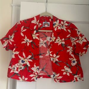 Floral Red Crop Top